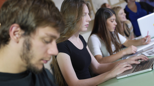 Computer Science students in class